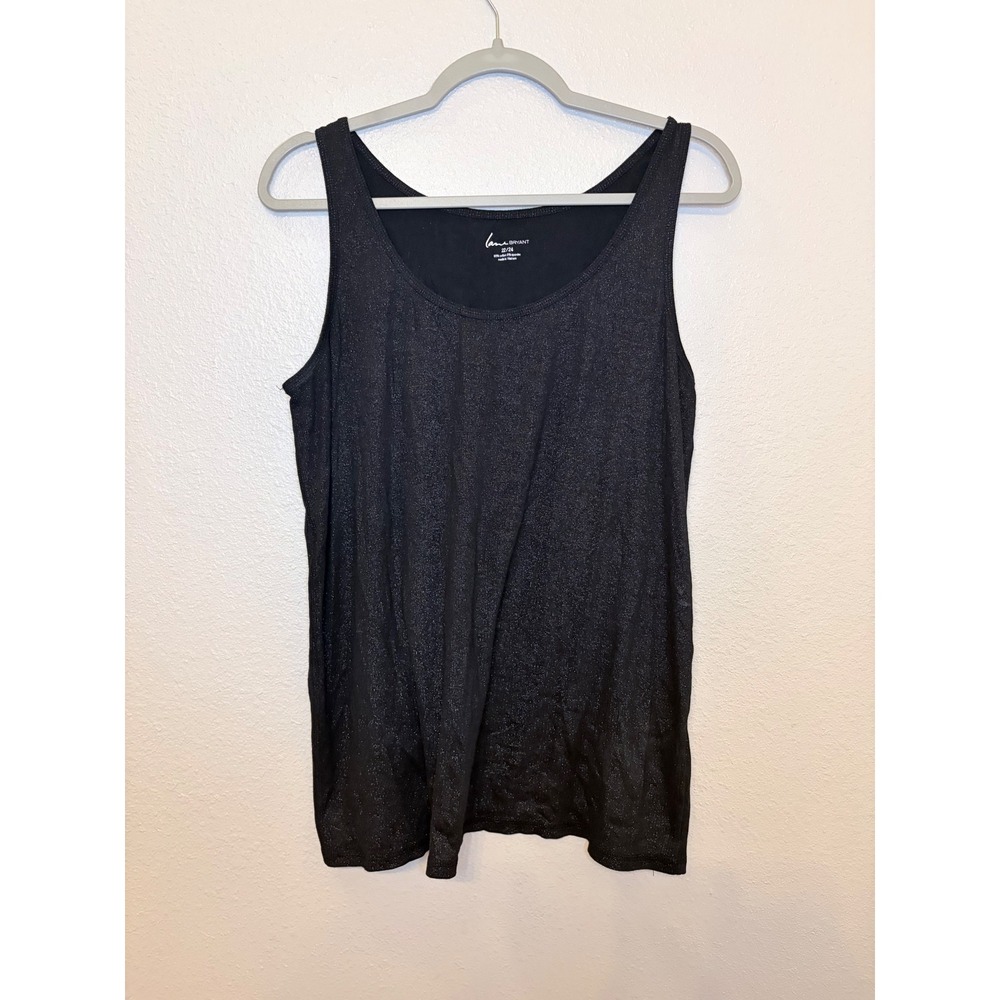 Lane Bryant Black Shimmer Tank Top Plus Size 22/24 Metallic Scoop Neck Top
